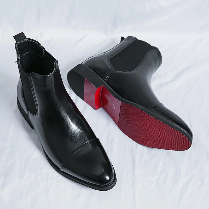 Men Formal Wear With Boots - Men's Boots Business Ankle Boots Red