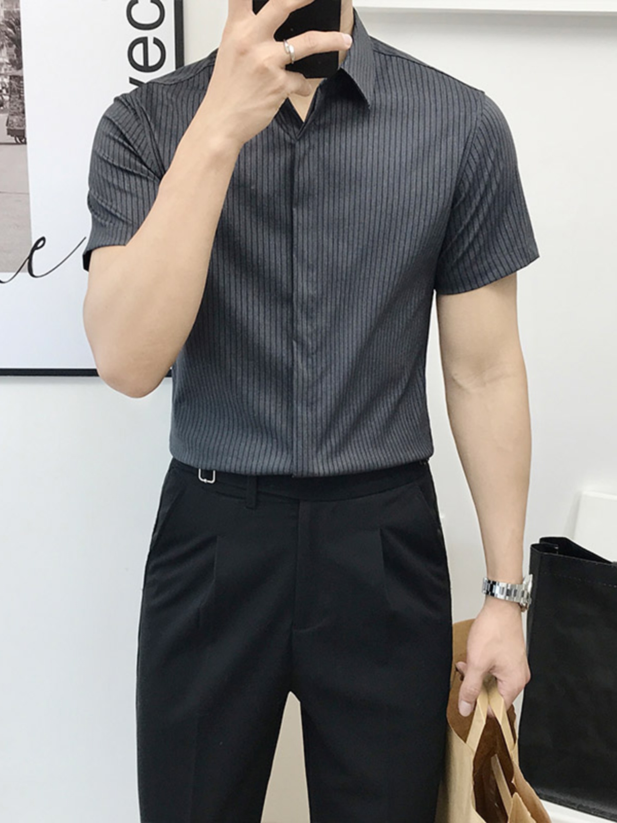 Slim Fit Striped ort Sve irt f - Men'S Urban Formal Wear recension och pris